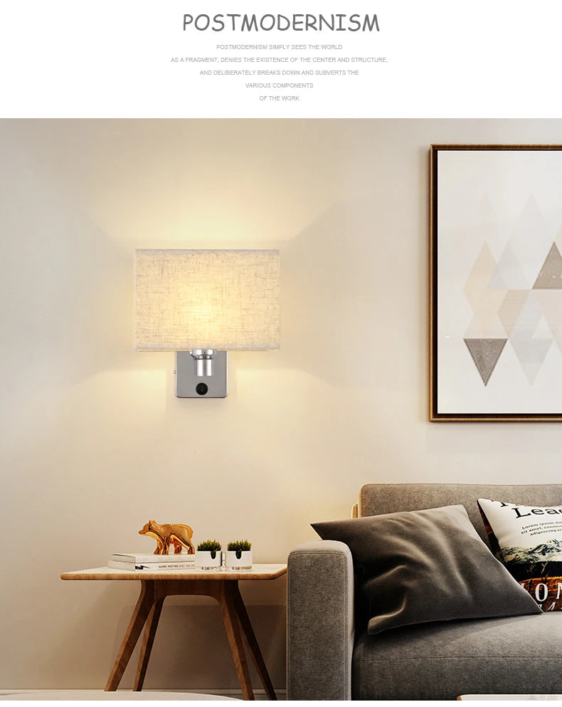 LED Lights Indoor Lighting Fabric Lampshade Wall Lamps for Bedside Bedroom Living Room Hotel Stairs Hotel Home Decoration