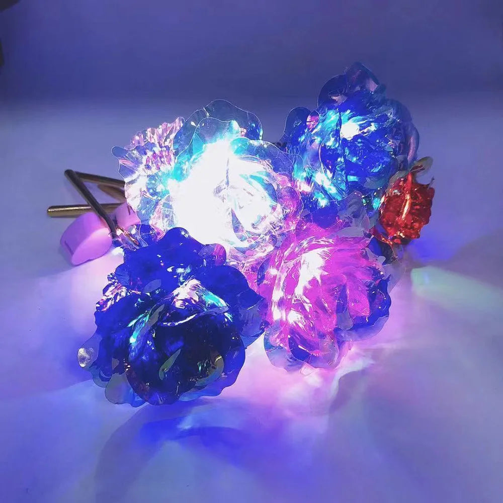 Led Valentine's Day Mother's Day Gift 24K Foil Plated Roses Flowers