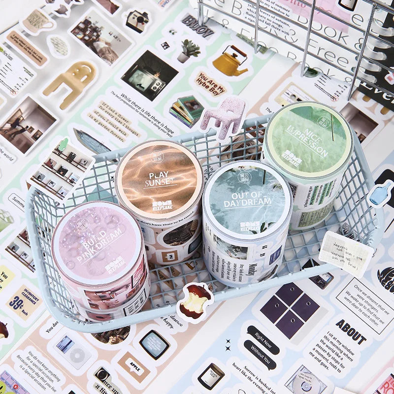 Washi Tape Set Korean Style Washi Tape Kawaii Aesthetic Decorative Adhesive Tape for Scrapbooking Journaling DIY Crafts Arts