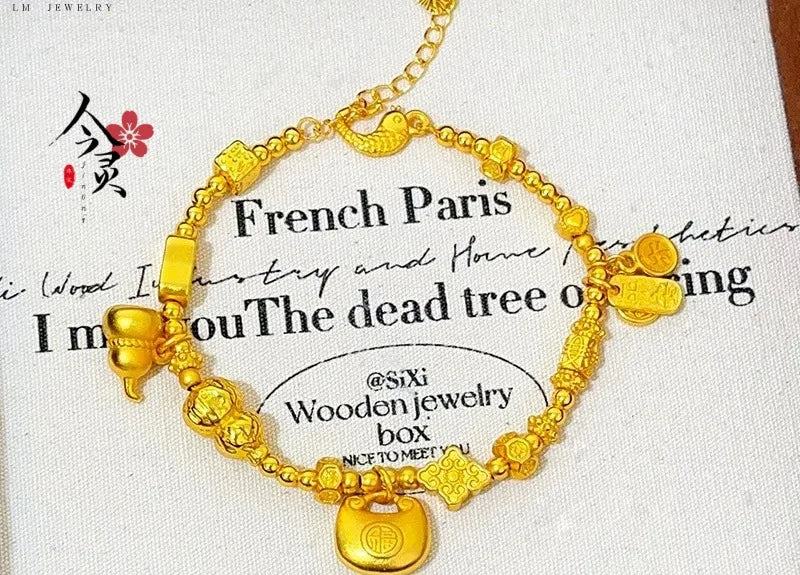 Women Chubby Fortune Coil Bracelet 24K Gold AU999 - Women's exclusive, plump chubby/clear coil, warm 24K, AU999 guarantee