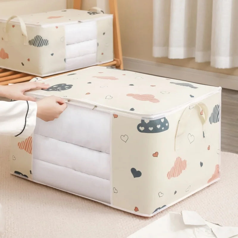 Storage Clothes Bins Closet Bags - Organizing Blanket Pillow Sheet Sweater, Foldable Fabric Bedroom Storage with Lids Zipper