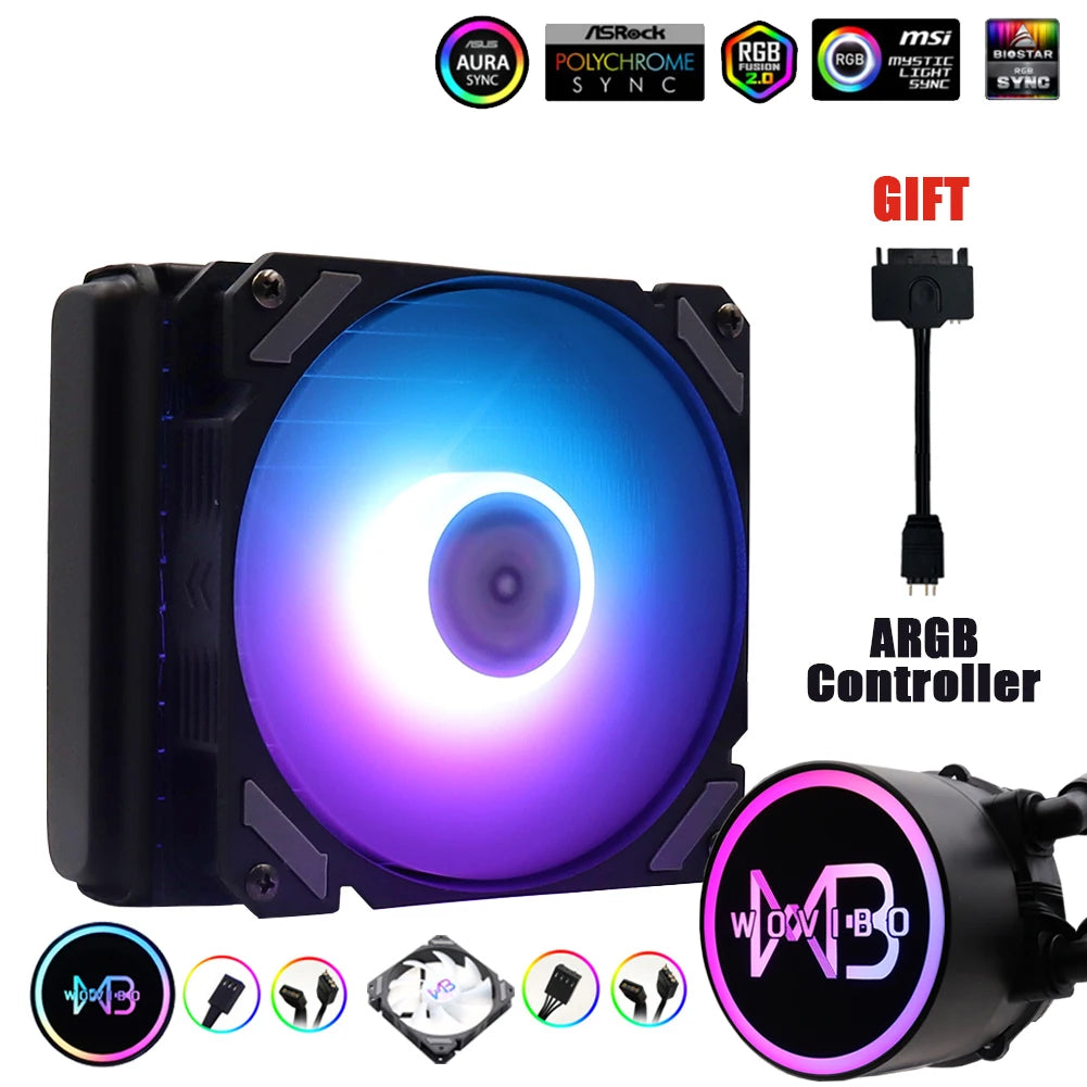 Water Cooling CPU Cooler 120mm 240mm Computer Liquid Ventilador RGB ARGB Radiator LGA 1150 1155 1151 1200 1700 2011 AMD AM3 AM4