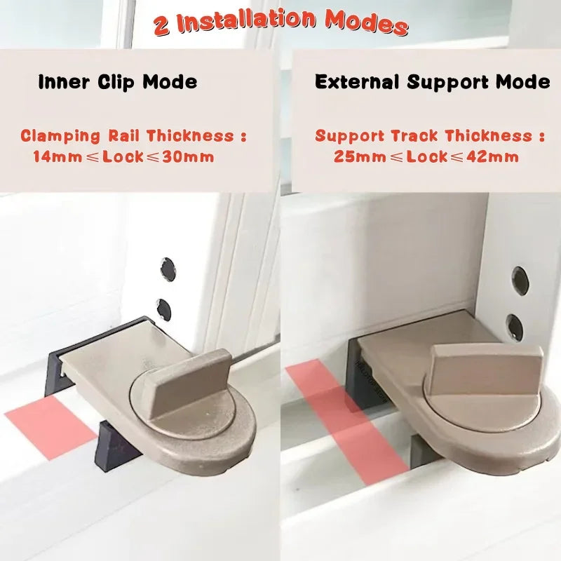 4 Pcs Window Safety Lock Aluminum Alloy Sliding Lock Sliding Door Anti-theft Lock Adjustable Buckle Window Stopper Lock for Home