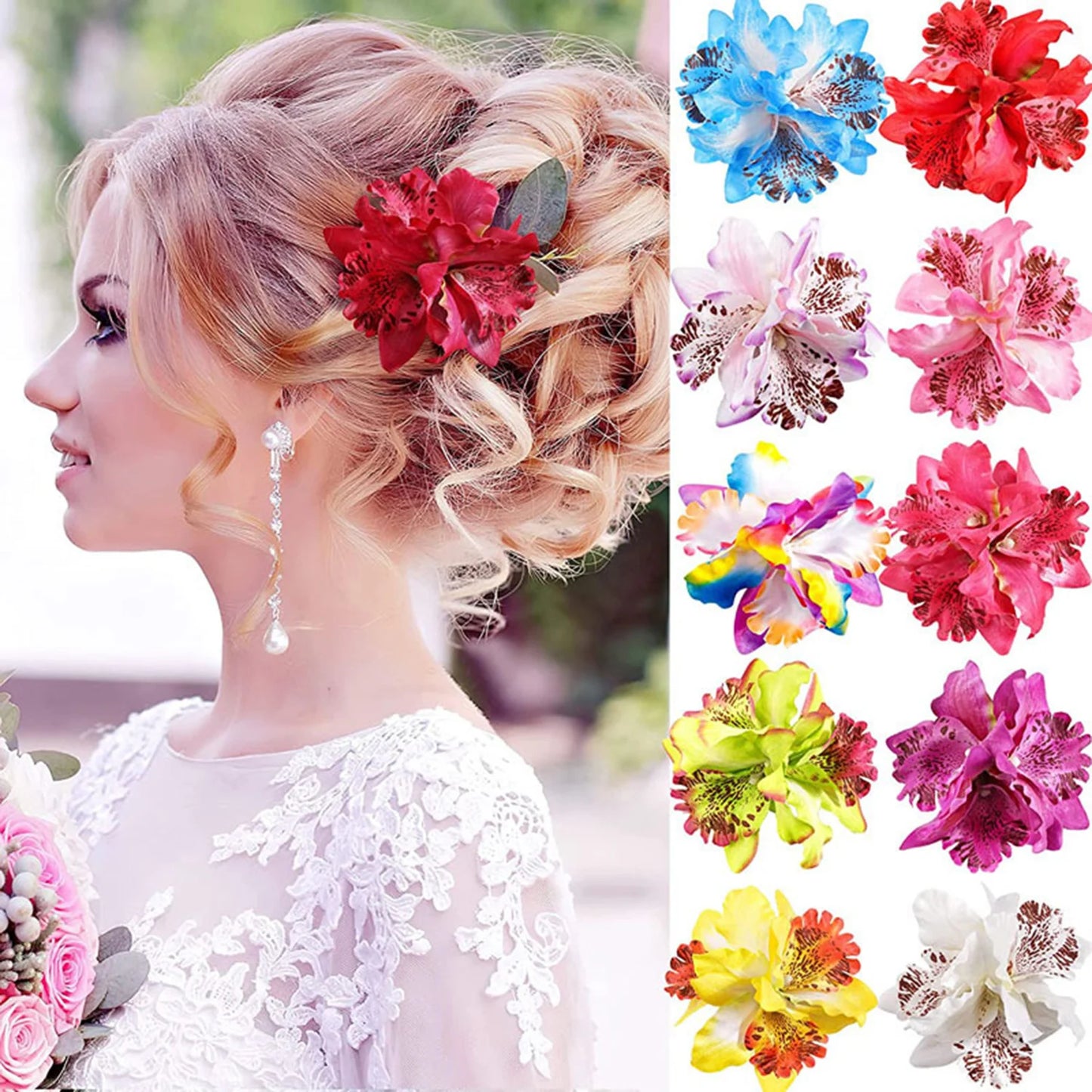 1PC Fashion Flowers Hair Clips Women Bohemia Bridal Orchid Hairpins Wedding Accessories Girls Barrette Beach Hair Accessories