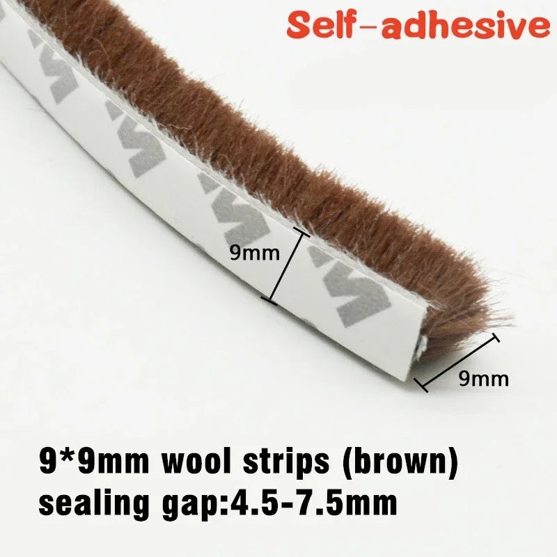 10M Aluminum Sliding Door Window Brush Seal Strip Weatherstrip Draught Excluder Dustproof Card Slot Sealing Tape Door Gasket