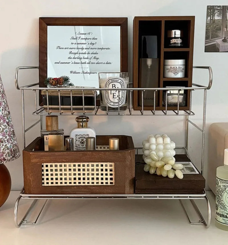 Three Layers Living Room Storage Racks Stainless Steel Practical Simple Kitchen Desktop Storage Holder Luxury Modern Home Decor
