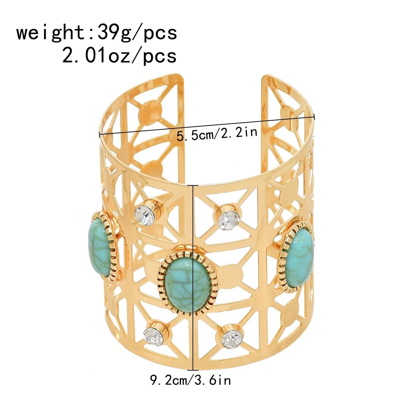 Trendy Tribal Upper Arm Turquoise Rhinestone Bracelet European Wide Cuff Indian Bangle Egyptian Open Adjustable Female Jewelry