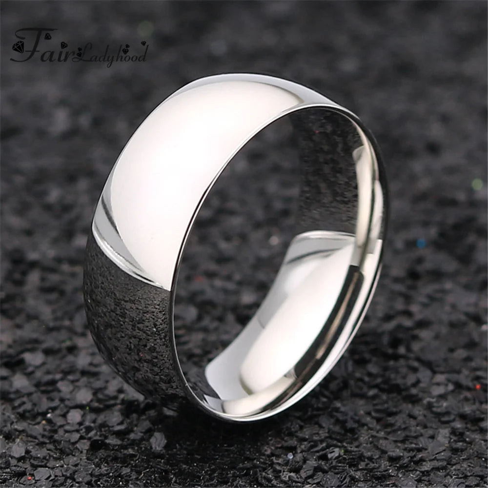 FairLadyHood Simple Rose Gold Rings For Men Women Plate With Silver Color Ring Stainless Steel Rings Jewelry Wedding Ring Couple