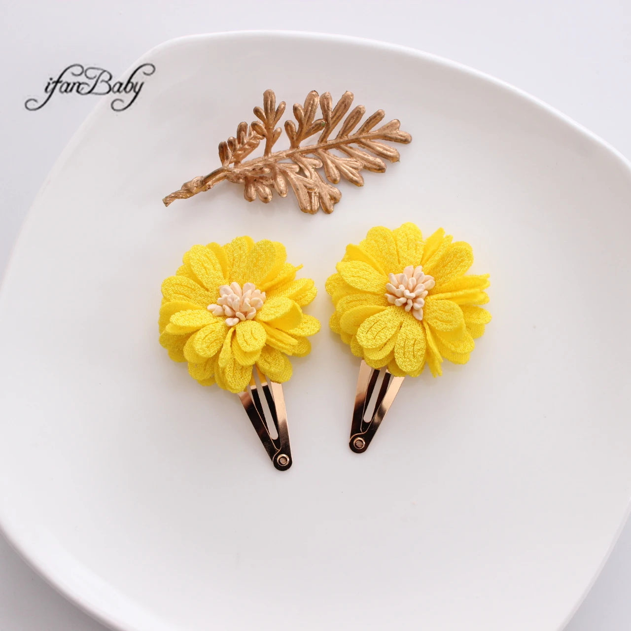 Fashion Flower BB Hair Clips Pin Headwear For Baby Kids Girl Hair Accessories 2 PCS/SET