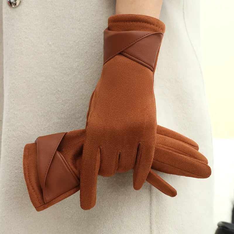 Women Winter Keep Warm Touch Screen Gloves Lady Fashion Elegant Retro Cycling Drive Protection From Cold Thicken
