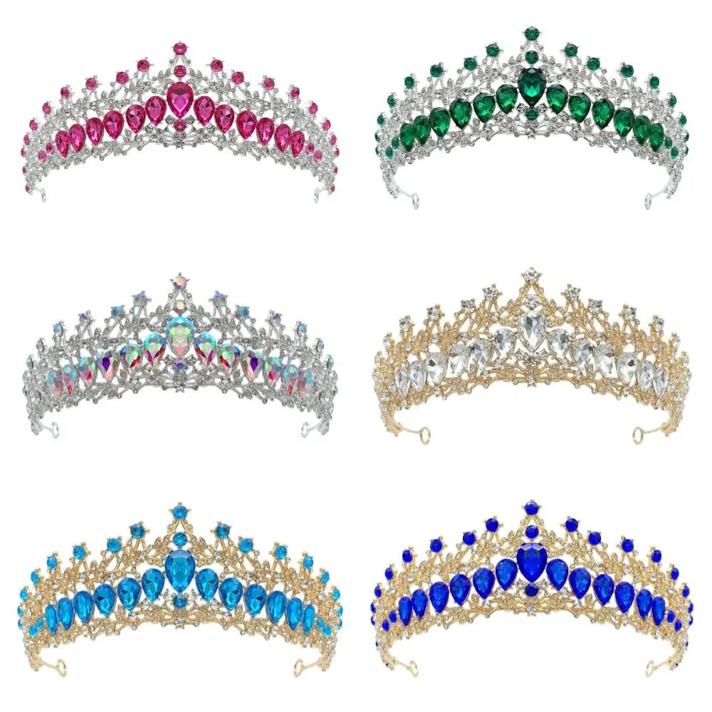 Trendy Shiny Baroque Queen Tiaras Elegant Luxury Alloy Princess Crown Dazzling Adjustable Bridal Headwear Photography Props
