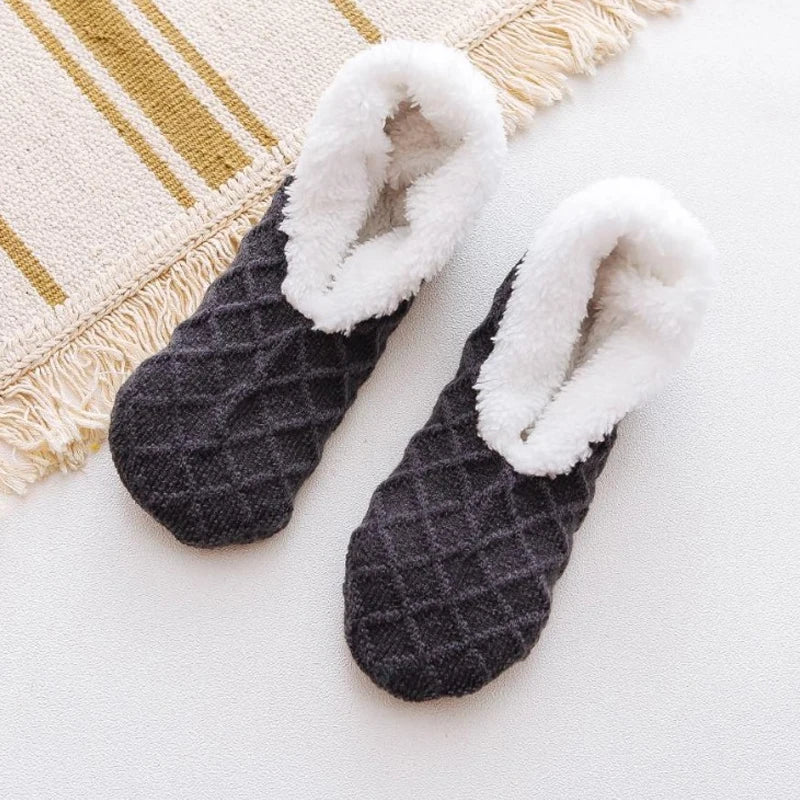 Women Winter Warm Thick Socks Anti Slip Home Floor Carpet Fuzzy Socks Lamb Wool Velvet Solid Colors Indoor Sleep Slippers Socks