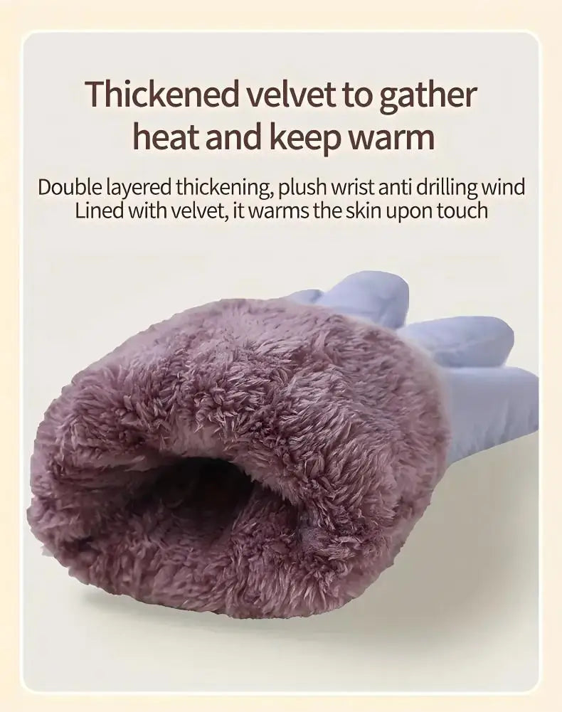 1 Pair Women's Winter Warm Gloves,Thick Fleece Lined,Touchscreen,Non-Slip Windproof,Fashionable Outdoor Gloves for Autumn/Winter