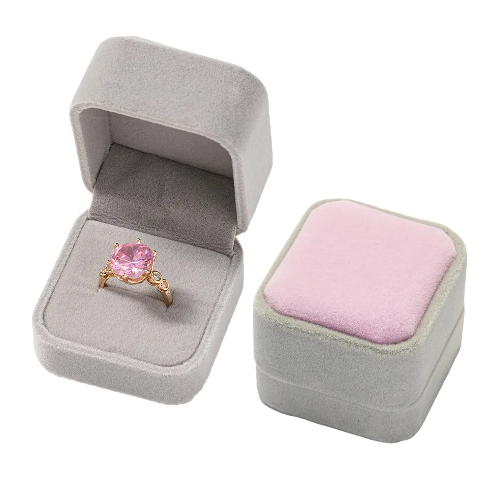 Velvet Single Ring Box Gift Jewelry Organizer Packaging for Wedding Ceremony Engagement Display Storage Supplies Accessories