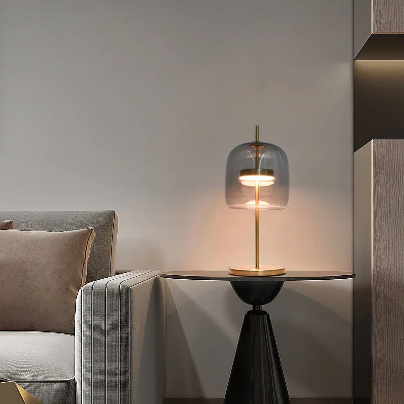 Modern Glass Lampshade Led Table Lamp Simple Bedroom Bedside Desk Lights Nordic Creative Designer Glass Home Decor Table Lamps