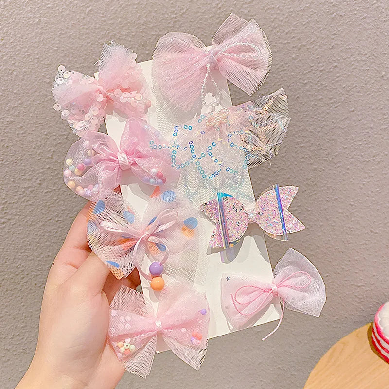 Children's Hairpin Princess Little Girl Sweet Mesh Broken Clip Cute Baby Does Not Hurt Hair Headdress Suit