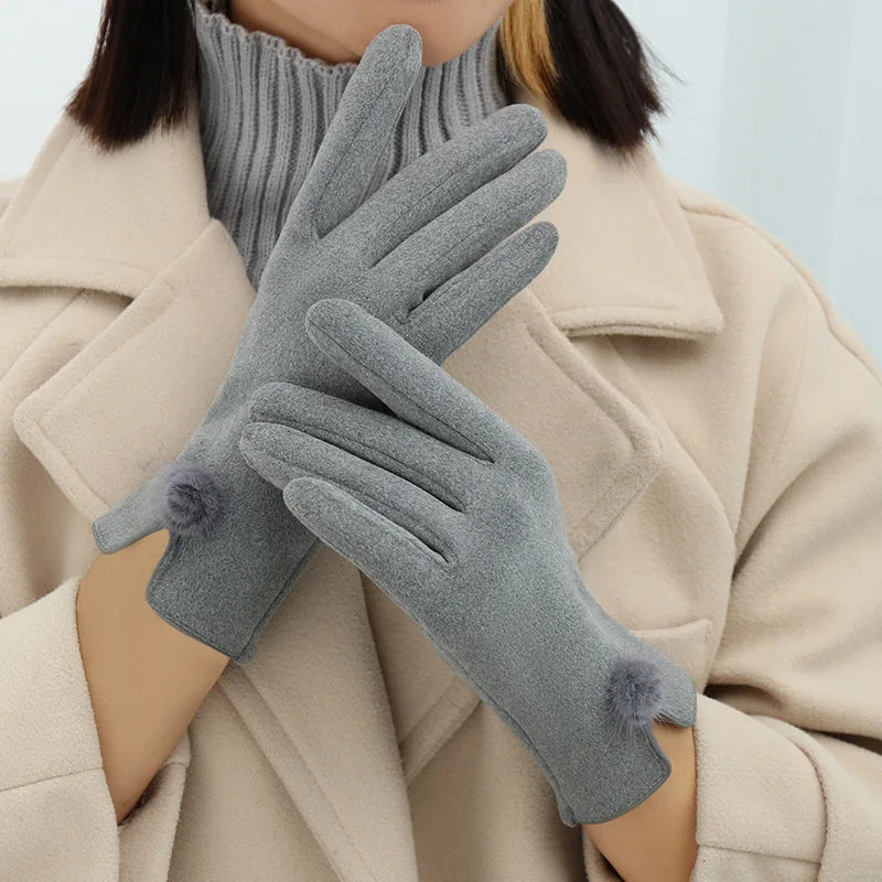 New gloves for women in winter with added velvet insulation, German velvet split finger gloves for skiing, cycling, and driving