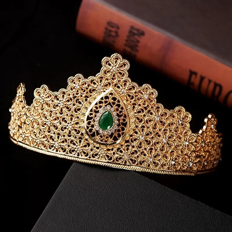 Turkish Metal Gold Color Tiaras and Crowns Coins Headpiece for Women Forehead Hair Jewelry Wedding Accessories