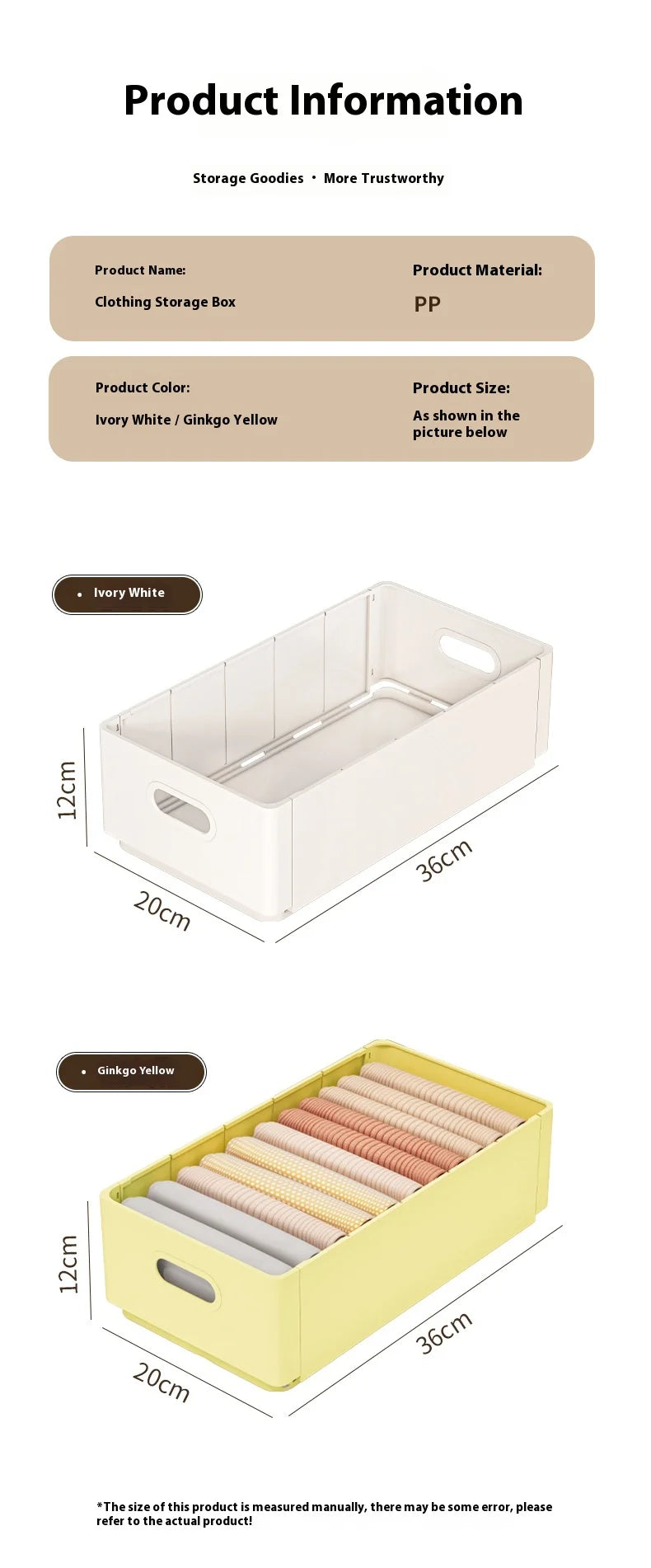 Wardrobe clothing organizer, drawer organizer, storage box with handles, foldable clothes, T-shirts, ties, scarves, towel storag