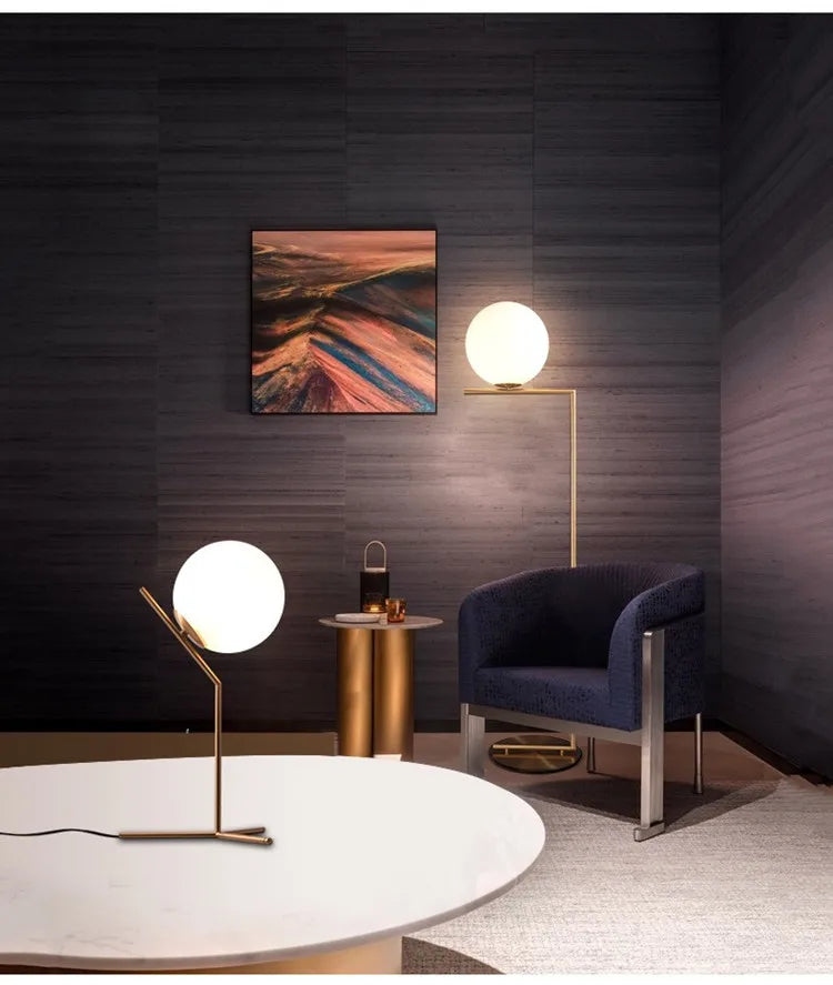Modern Glass Ball floor lamps table lamp night light Nordic Simple Bedside Desk Home Decor LED Lustre Chandelier Light Lamparas