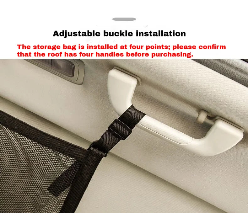 Car Roof Storage Net Durable Adjustable Hanging Organizer Bag for Vehicle Trunk Cabin Accessories Universal Fit