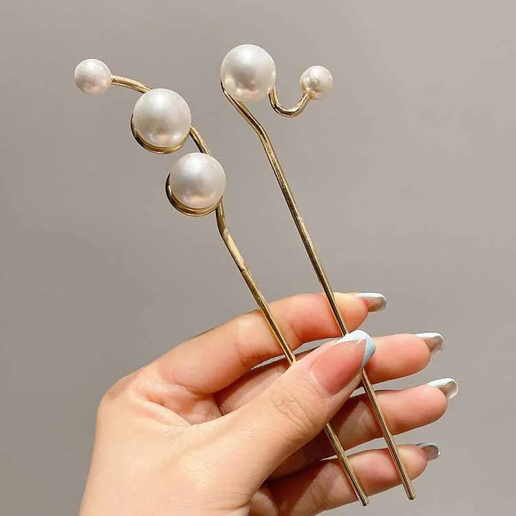 Fashion Women Simulated Pearl Hairpins Metal Barrette Clip Wedding Bridal Tiara Hair Accessories Wedding Hairstyle Design Tools