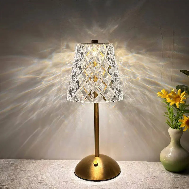 Luxury Decorative Table Lamps Retro Crystal Table Lamp Rechargeable Touch Bedside Lamp Bedroom Bedside Night Lamp Dining Room