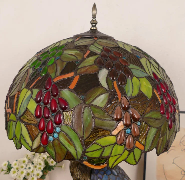 30-Inch  Table Lamp Traditional American Style Living Room Bedroom Study Lamp Luxurious Villa Hotel Stained Glass Lamp