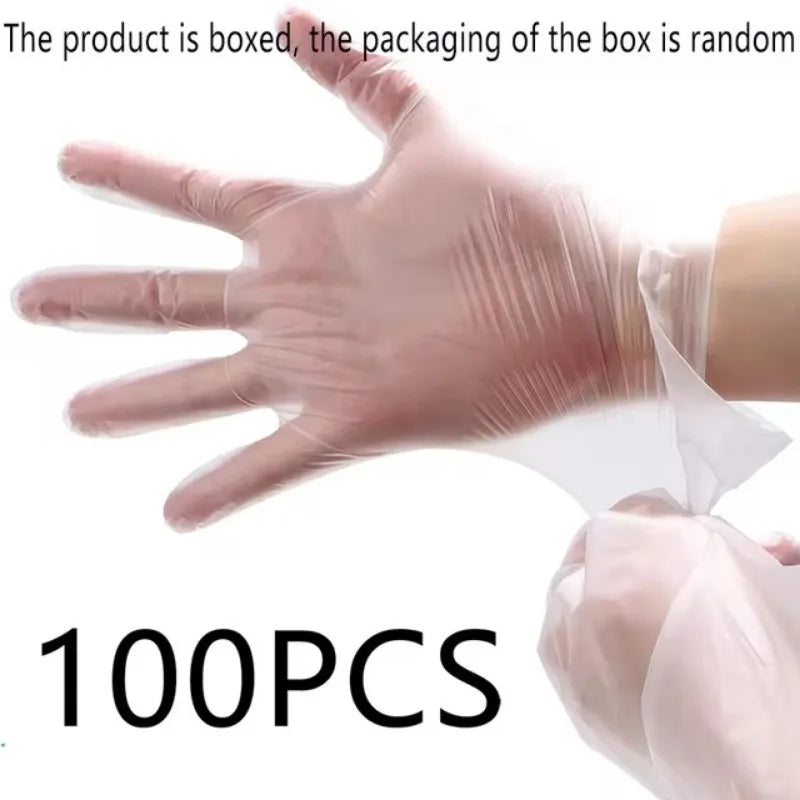 100PCS Disposable TPE Gloves Kitchen Bathroom Restaurant Camping Travel Waterproof Oil-Proof Household Cleaning Tools (Free Shipping)