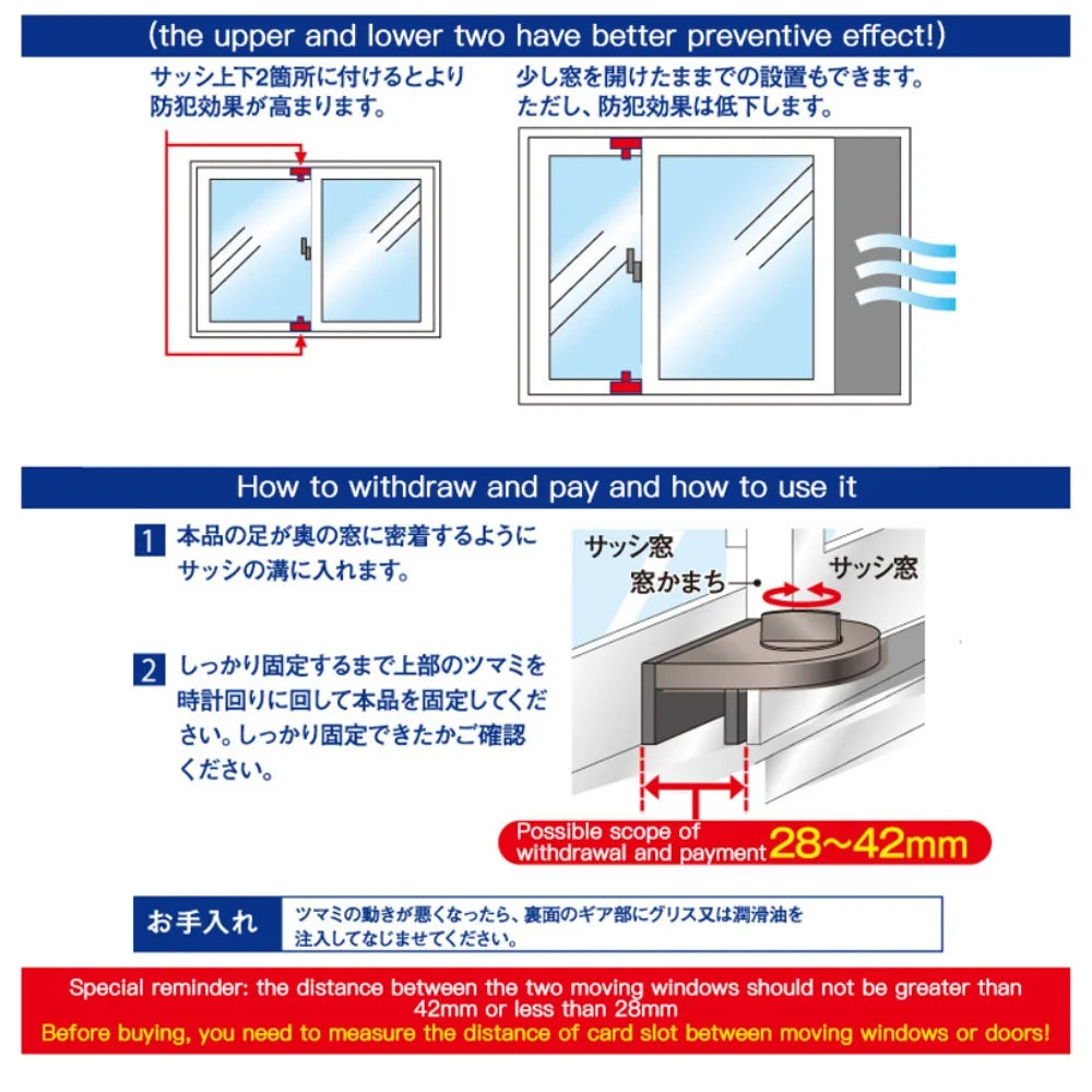 4 Pcs Window Safety Lock Aluminum Alloy Sliding Lock Sliding Door Anti-theft Lock Adjustable Buckle Window Stopper Lock for Home