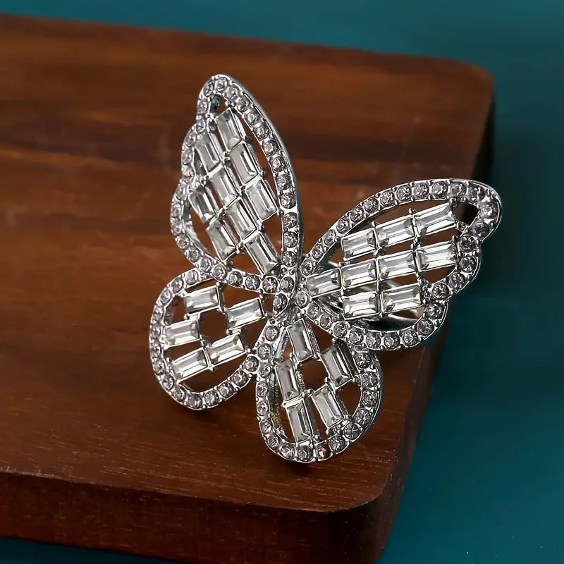 Butterfly Opening Ring Luxury Shiny Full Zircon Rings Women Fashion Engagement Bridal Wedding Finger Ring Female Jewelry
