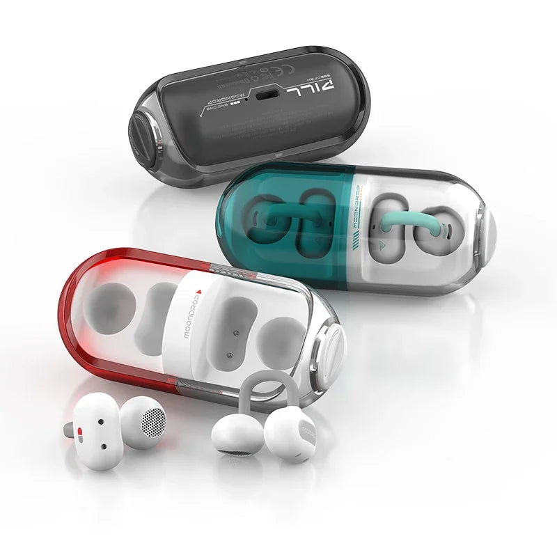 MOONDROP PILL Open Ear Headphones Bluetooth 6.0 OWS Hanging Earphones IPX4 Open Ear Clip Wireless Earbuds Built-in AI ENC MD-0WS