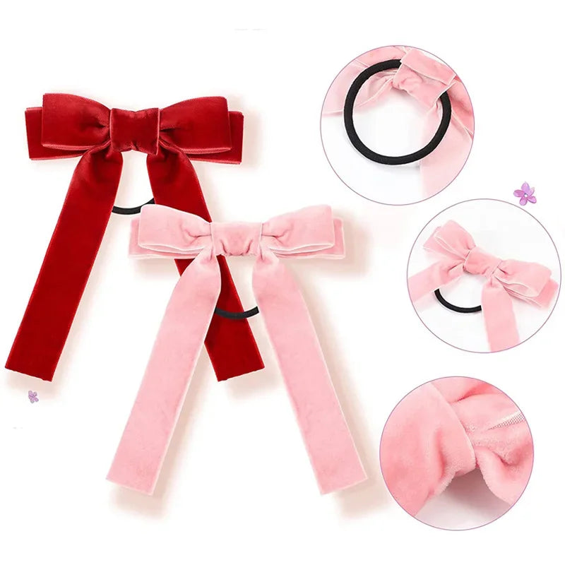 1Pcs Cute Bows Hair Ties For Girls Elastic Kids Hair Bands Holders Shine Headwear Girl Hair Accessories Scrunchie Ornaments Gift