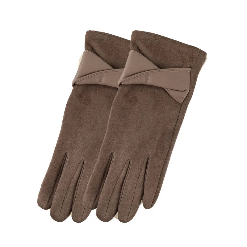 Winter gloves for women suede cold-proof and warm gloves for women plus velvet thickened gloves touch screen gloves