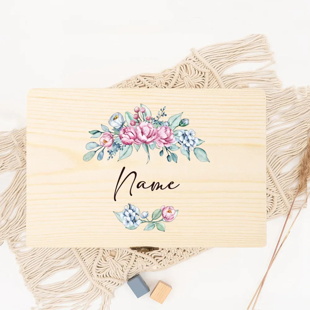 Personalized Memory Box Open Wreath Custom Name Date Wedding Party Bridesmaid Proposal Bridesmaid Proposal Wooden Jewelry