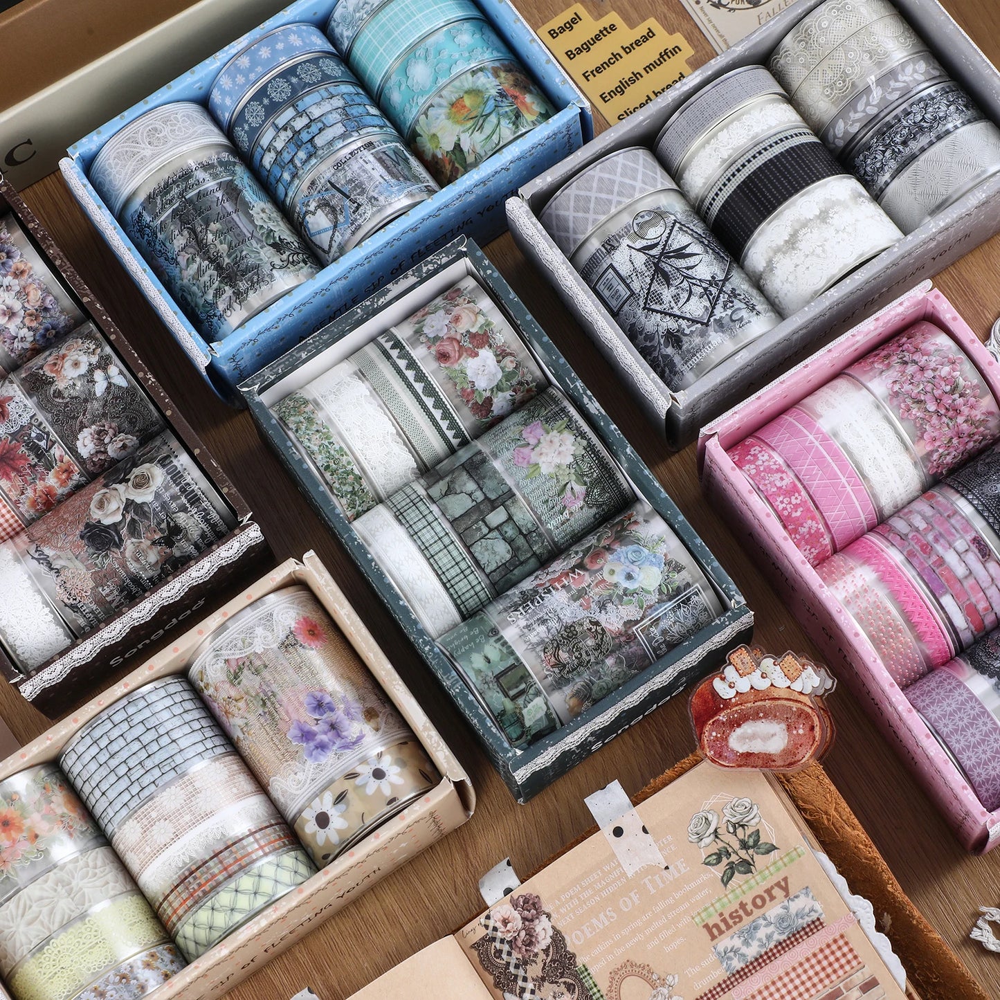 10Roll/Box Flower PET Tape Lace Masking Tape DIY Scrapbooking Sticker Journal Diary Aesthetic Stationery