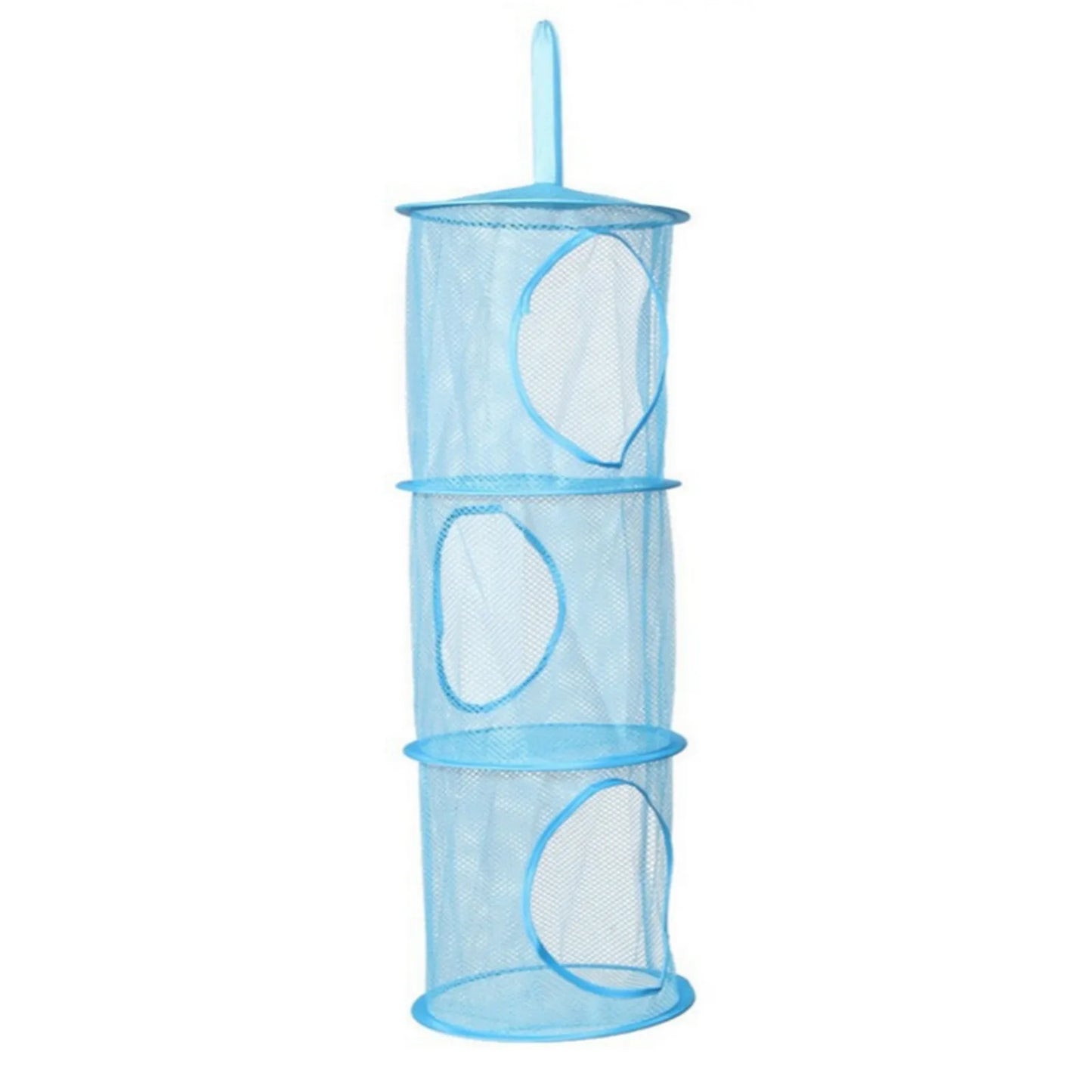 Colorful Fabric Storage Foldable Stuffed Net, 3 Compartments Hanging Mesh Toy Storage For Kid Room Toys, Gloves, Socks, Hats
