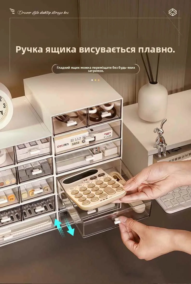 Desktop Organizer Der Sle Transparent Storage Box Stationery Supplies Arrangement Box Office Desk Workstation Transforma...