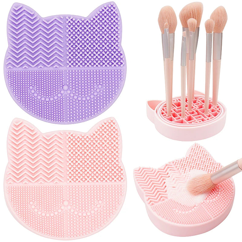 Silicone Makeup Brush Cleaning Storage Box Make Up Washing Board Cleaner Carpet Cosmetic Brushes Tools