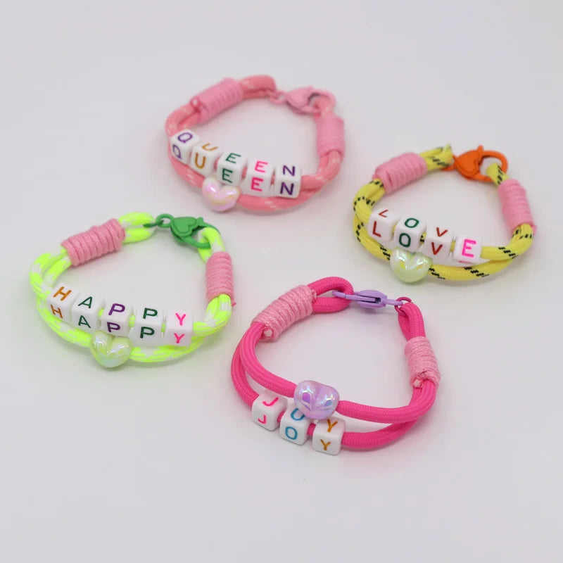 Women's Bracelet Trendy Accessories Letter LOVE Heart Buckle Beaded Colorful Rope Bohemian Bracelet Party Jewelry Wholesale