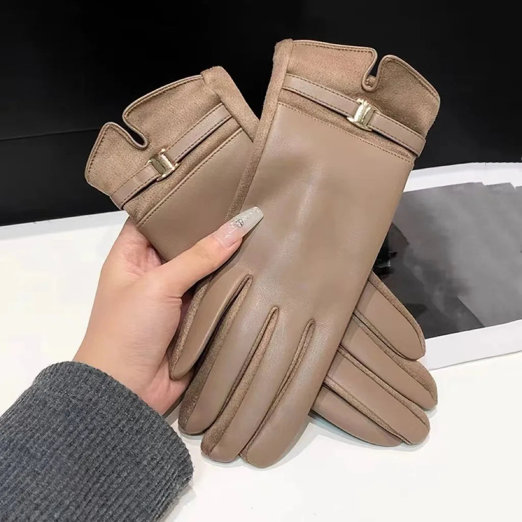2025 New Gloves for Women in Winter Warm and Plush Thickened Cold Proof Driving Touch Screen Gloves for Outdoor Cycling