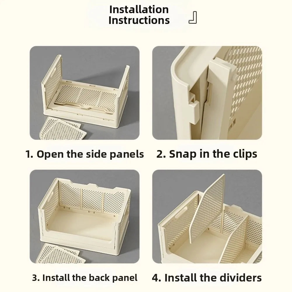 Storage Container Large Capacity Foldable Storage Basket Portable with Dividers Toys Storage Bin Multi-purpose Book Frame Snacks