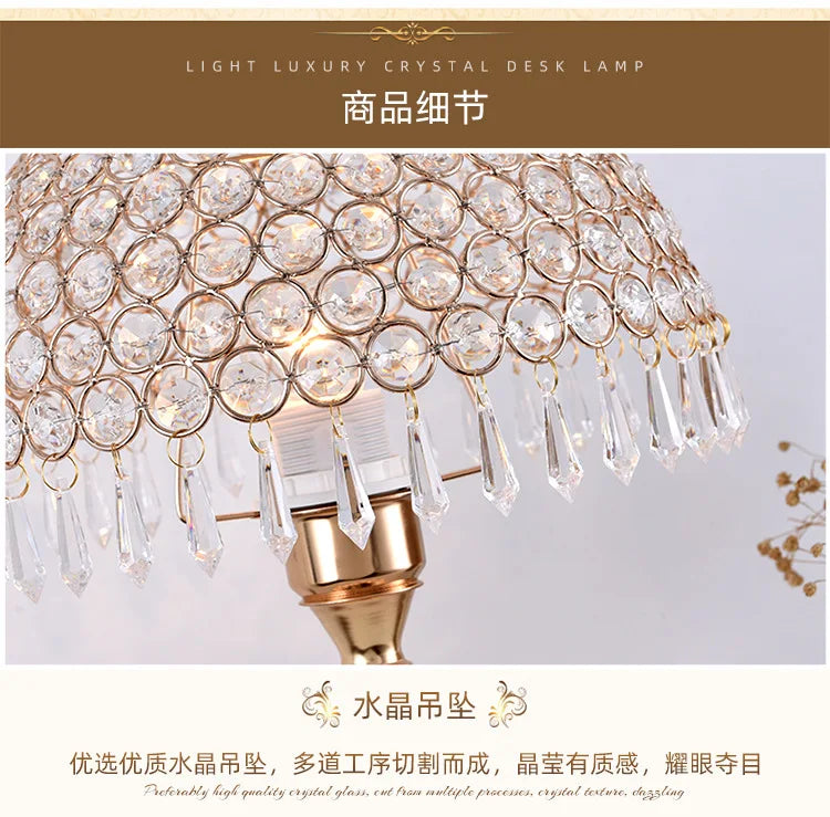 European-Style Crystal Table Lamp Ins Simple Modern Bedroom Warm Romantic Fashion Creative Decorative Bedside Lamp