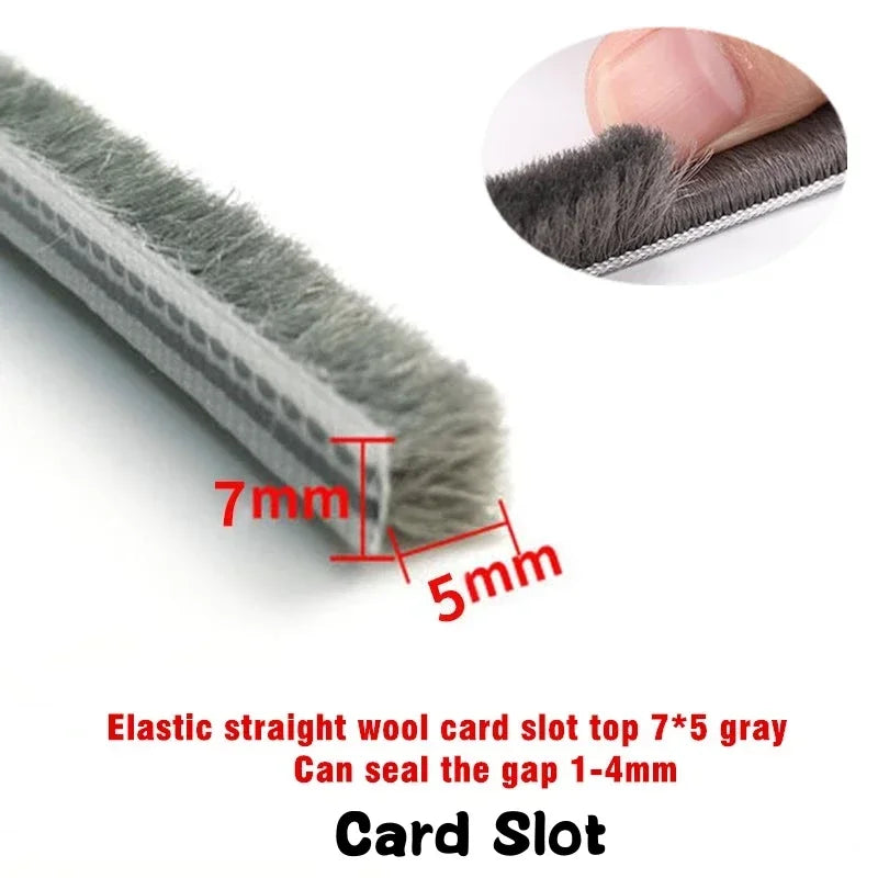 10M Aluminum Sliding Door Window Brush Seal Strip Weatherstrip Draught Excluder Dustproof Card Slot Sealing Tape Door Gasket
