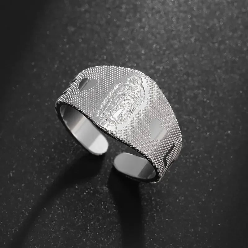 Stainless Steel Angel Wing Ring Open Adjustable Feather Ring for Men Women Couple Fashion Jewelry Anniversary Gift