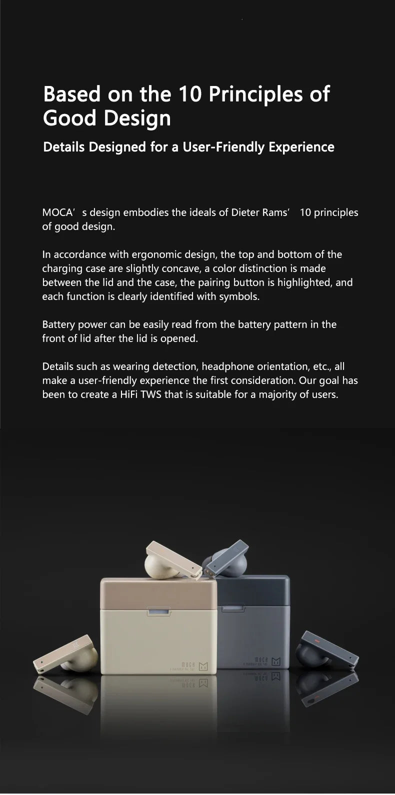 MOONDROP MOCA HiFi Sound Quality ANC TWS Low Latency Automatic Reconnection Wireless Charging BASS Control In-ear headphones
