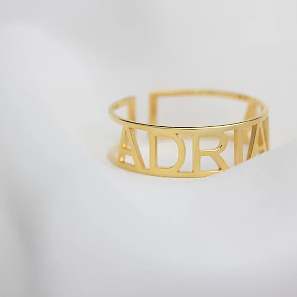 Letter Personalized Engraving Ring Women's Customized Ring Men's Engagement Wedding Stainless Steel Customized Jewelry Gift