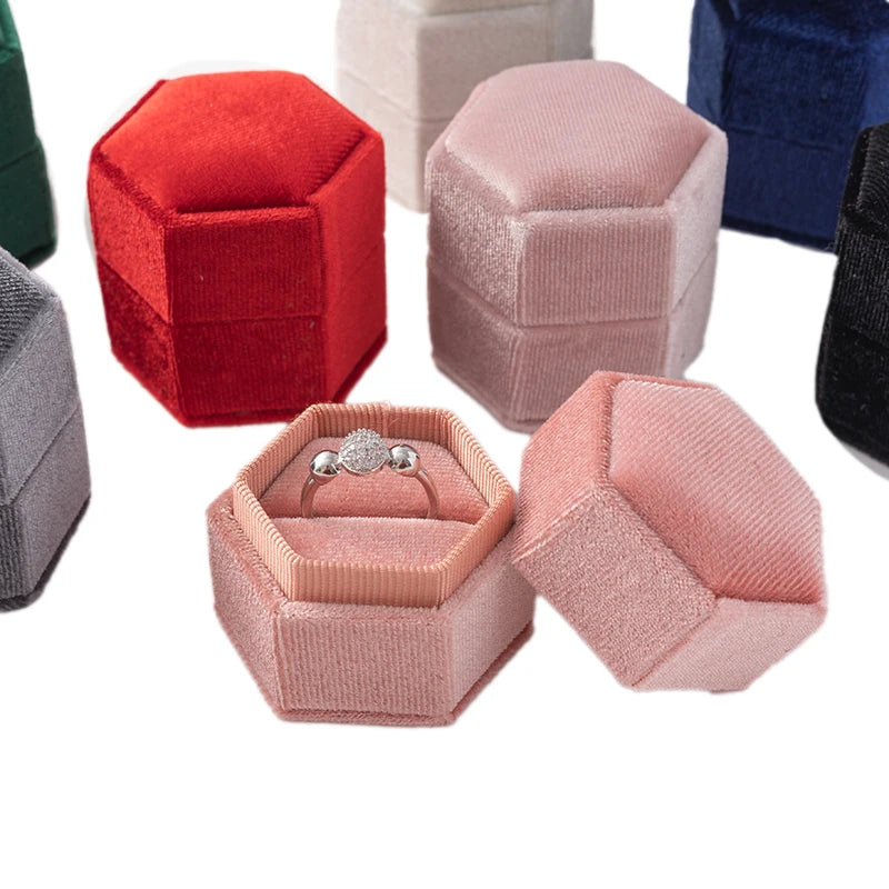 Velvet Single Ring Box Gift Jewelry Organizer Packaging for Wedding Ceremony Engagement Display Storage Supplies Accessories