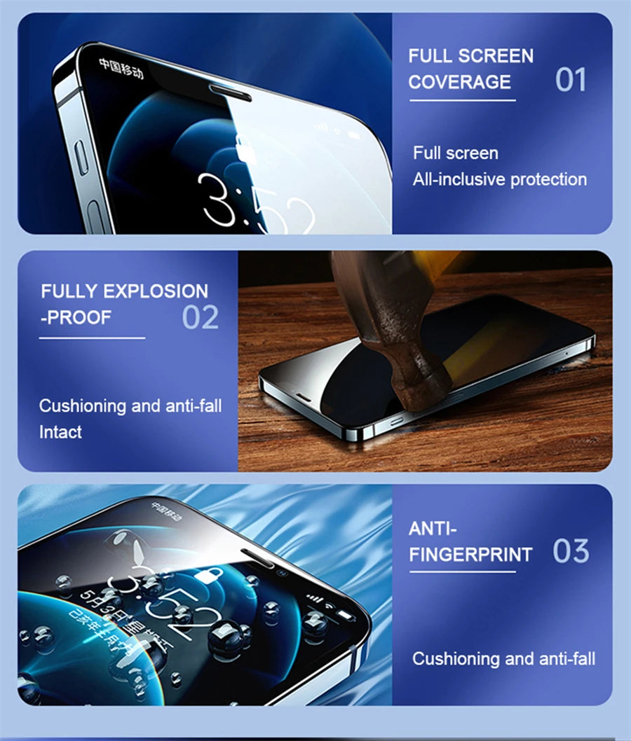 Cut Edge Luxury Tempered Glass For iPhone 17 15 14 13 12 11 16 Pro Max Screen Protector 17 Air Plus X XS XR Full Cover Film