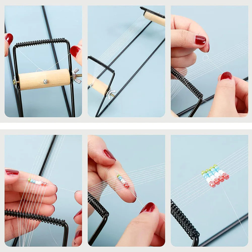 DIY Wood Weaving Beading Loom Kit Bracelet Jewelry Making Tool Handmade Weaving Knitting Craft Loom